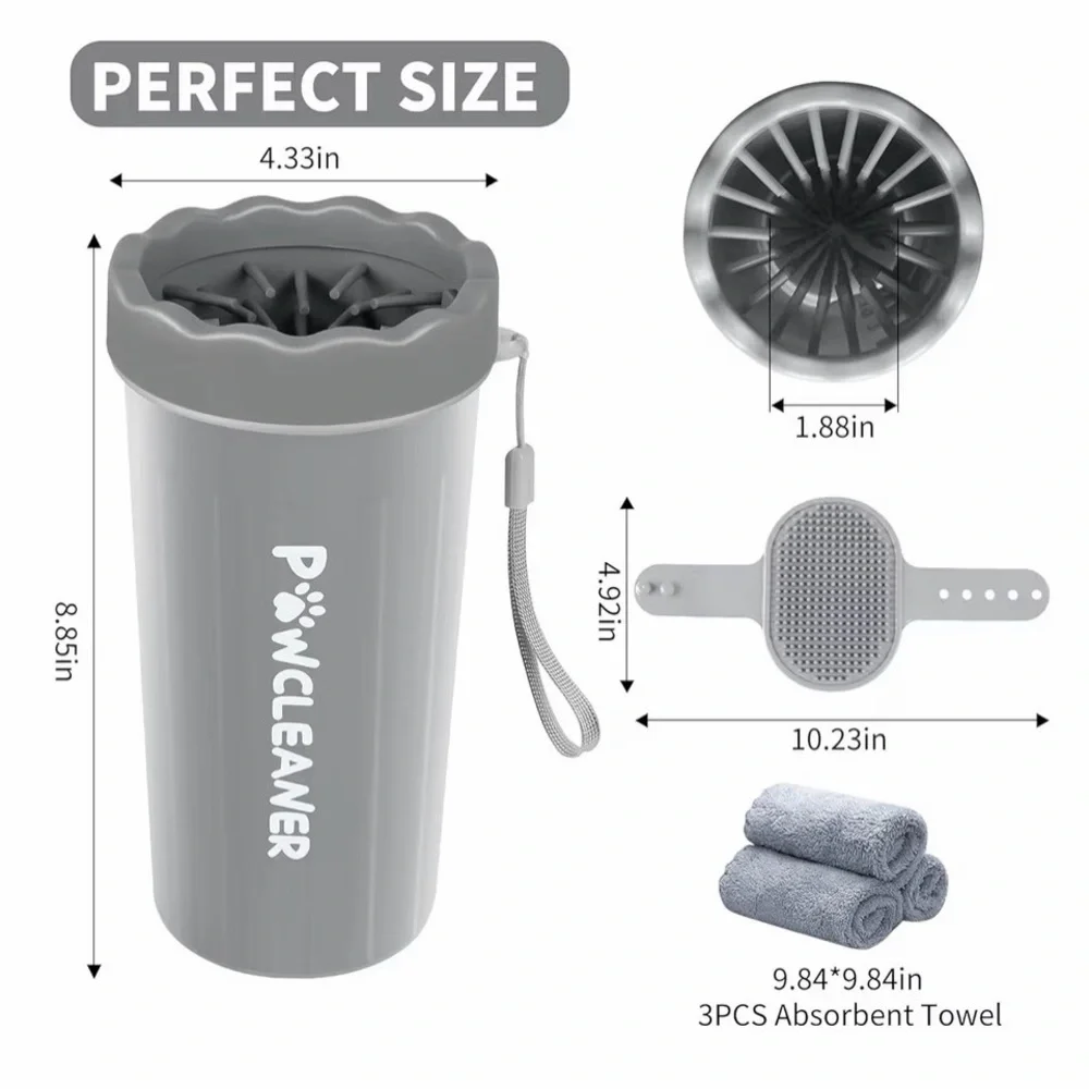 Gray Dog or Cat Paw Cleaner, Large
